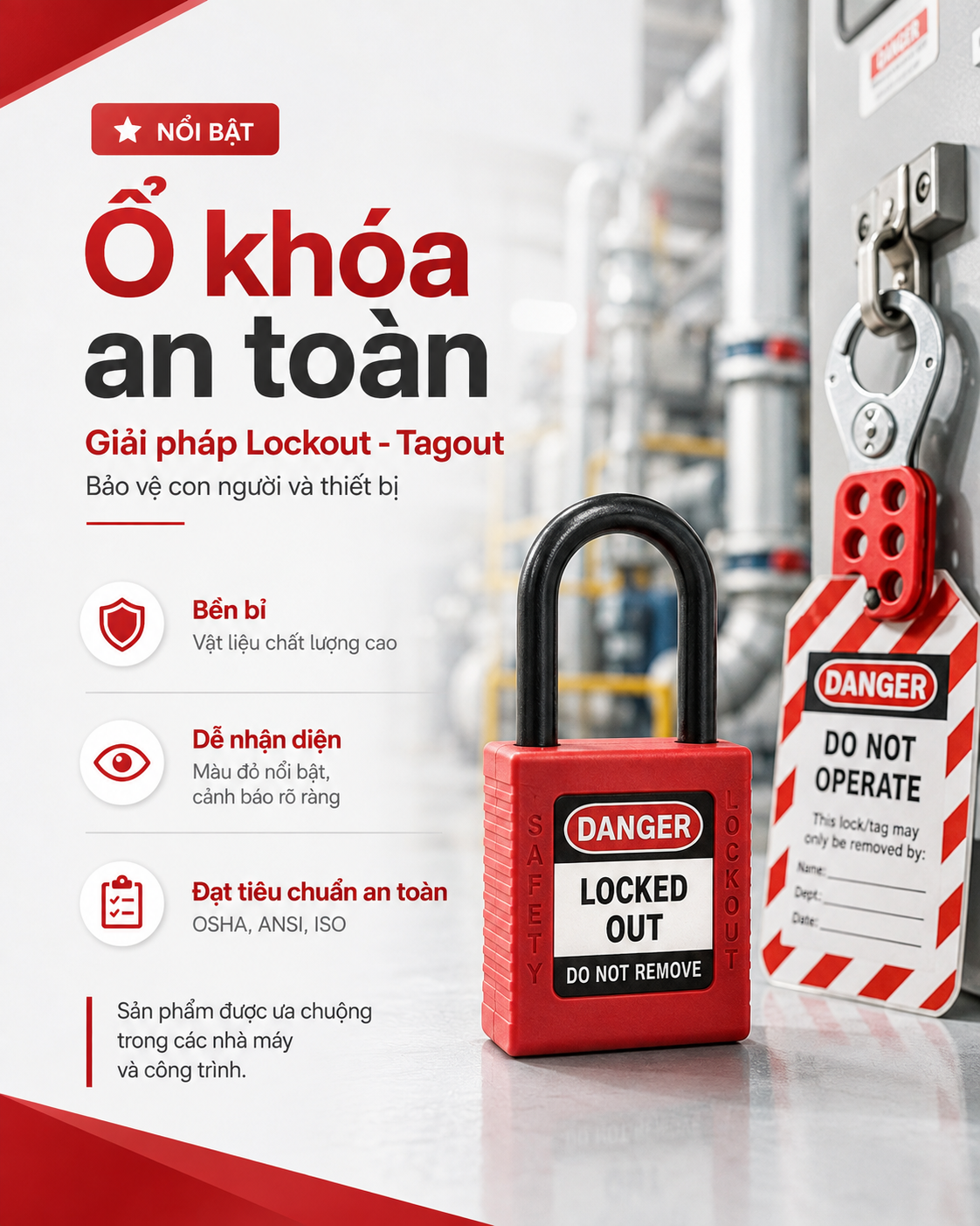 Ổ khóa an toàn - Giải pháp Lockout Tagout